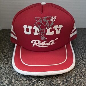 Vintage 90s UNLV Rebels‎ Shark San Sun Trucker Hat Mesh Snapback Red Tarkanian